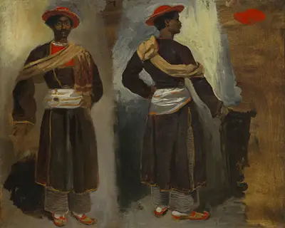 Two Views of a Standing Indian from Calcutta Eugene Delacroix